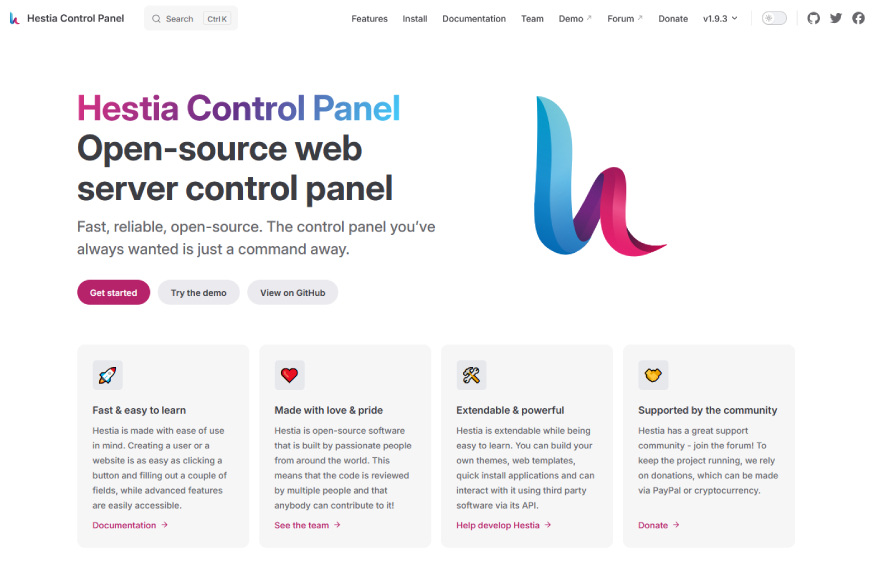 хостинг панель Hestia Control Panel